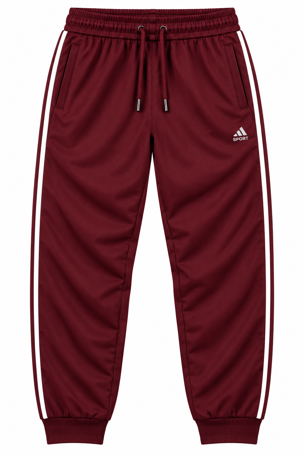 Men's Side-Stripe Athletic Trackpants - Crimson Burgundy