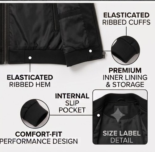 Men's Heavyweight Fleece-Lined Zip-Up Hooded Jacket - Pitch Black
