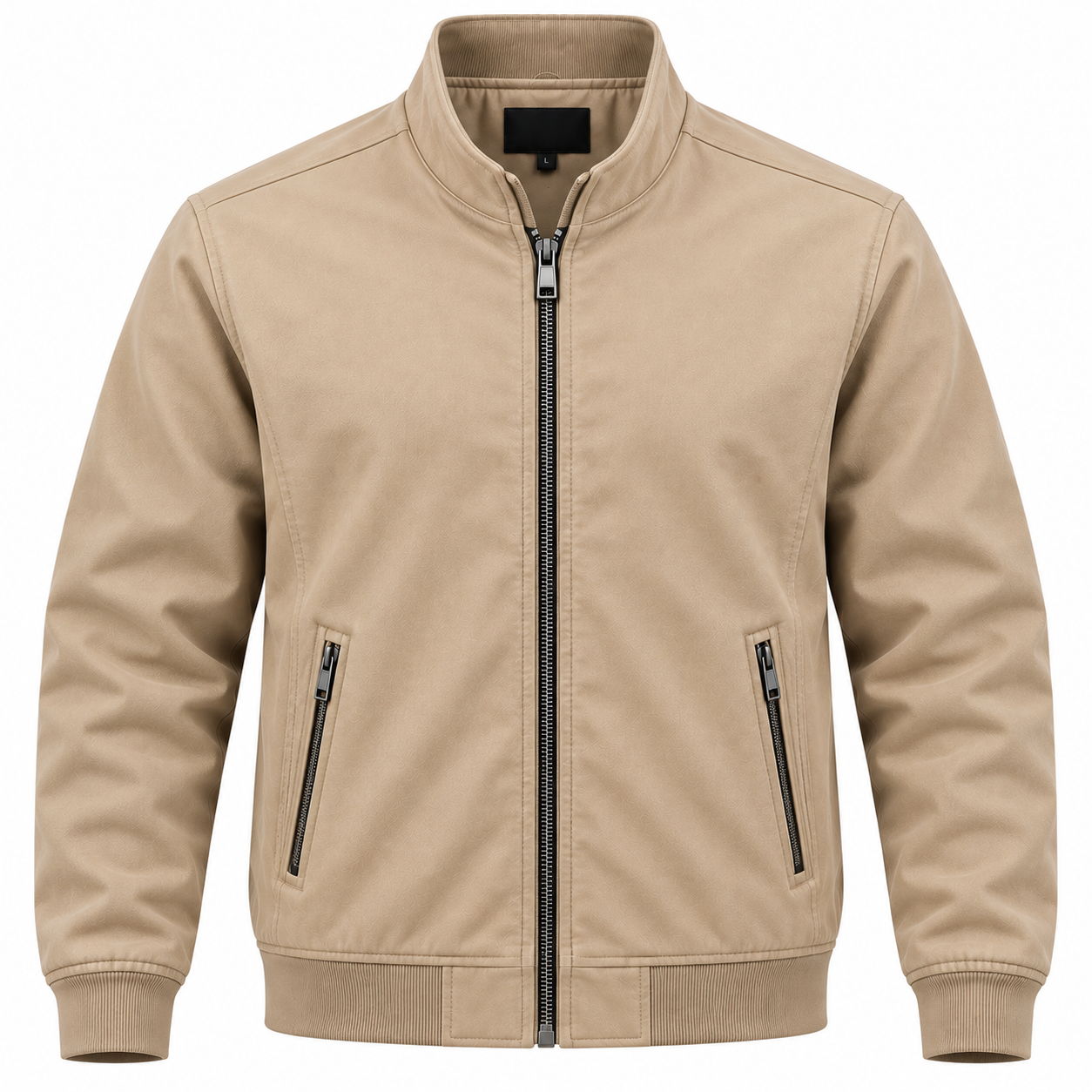 Men's Moto Cafe Racer Faux Leather Jacket - Sand Khaki