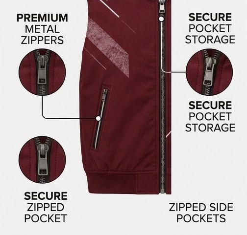 Men's Varsity Streetwear Graphic Bomber Jacket - Deep Maroon