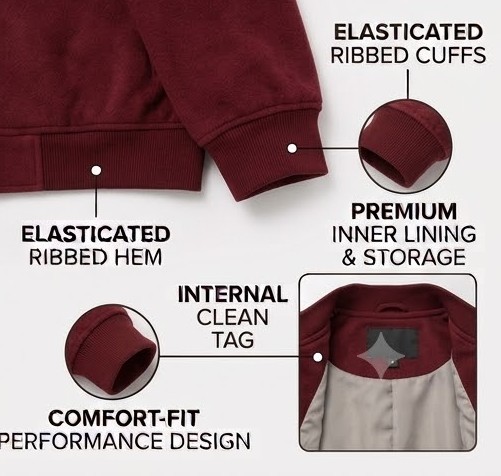 Men's Heavyweight Fleece-Lined Zip-Up Hooded Jacket - Crimson Maroon