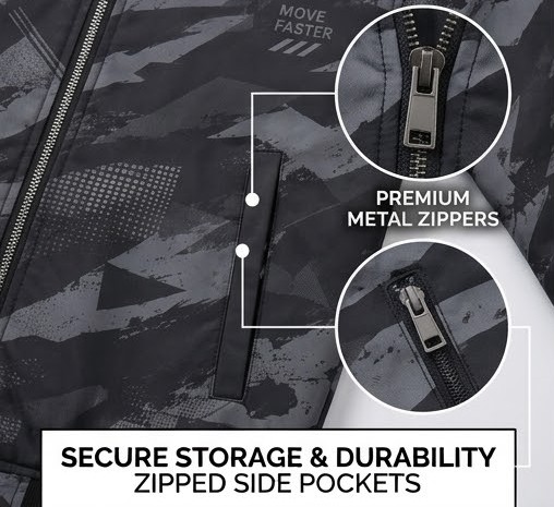 Men's Urban Tech Geometric Camo Bomber Jacket - Charcoal Black