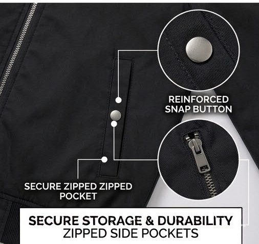 Men's Classic Cotton Twill Bomber Jacket - Pitch Black