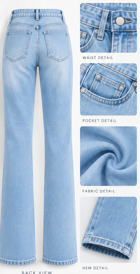Women Dark Wash Wide Flare Jeans