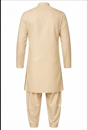 Men's Slub Cotton Casual Kurta Pyjama Set - Pale Khaki Beige