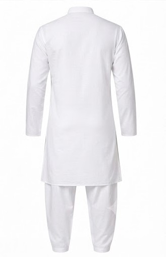 Men's Classic Cotton Festive Kurta Pyjama Set - Pristine White