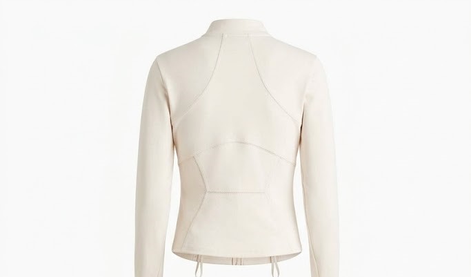 Women Minimal Cream Zip Front Jacket