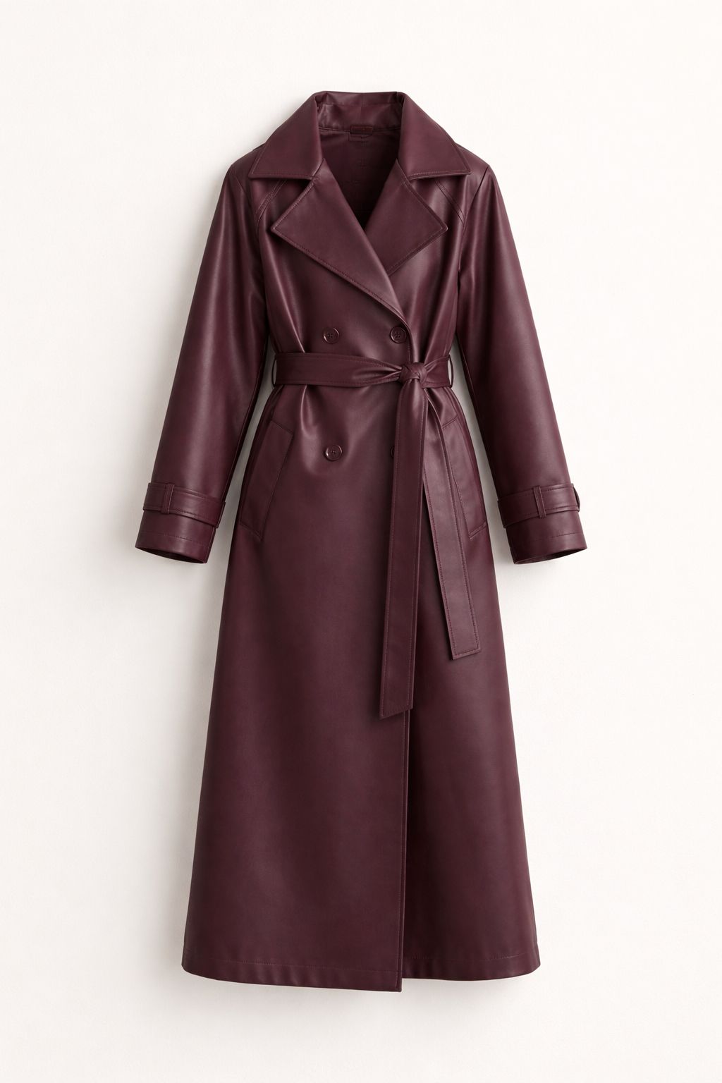 Women Brown Faux Leather Long Coat
