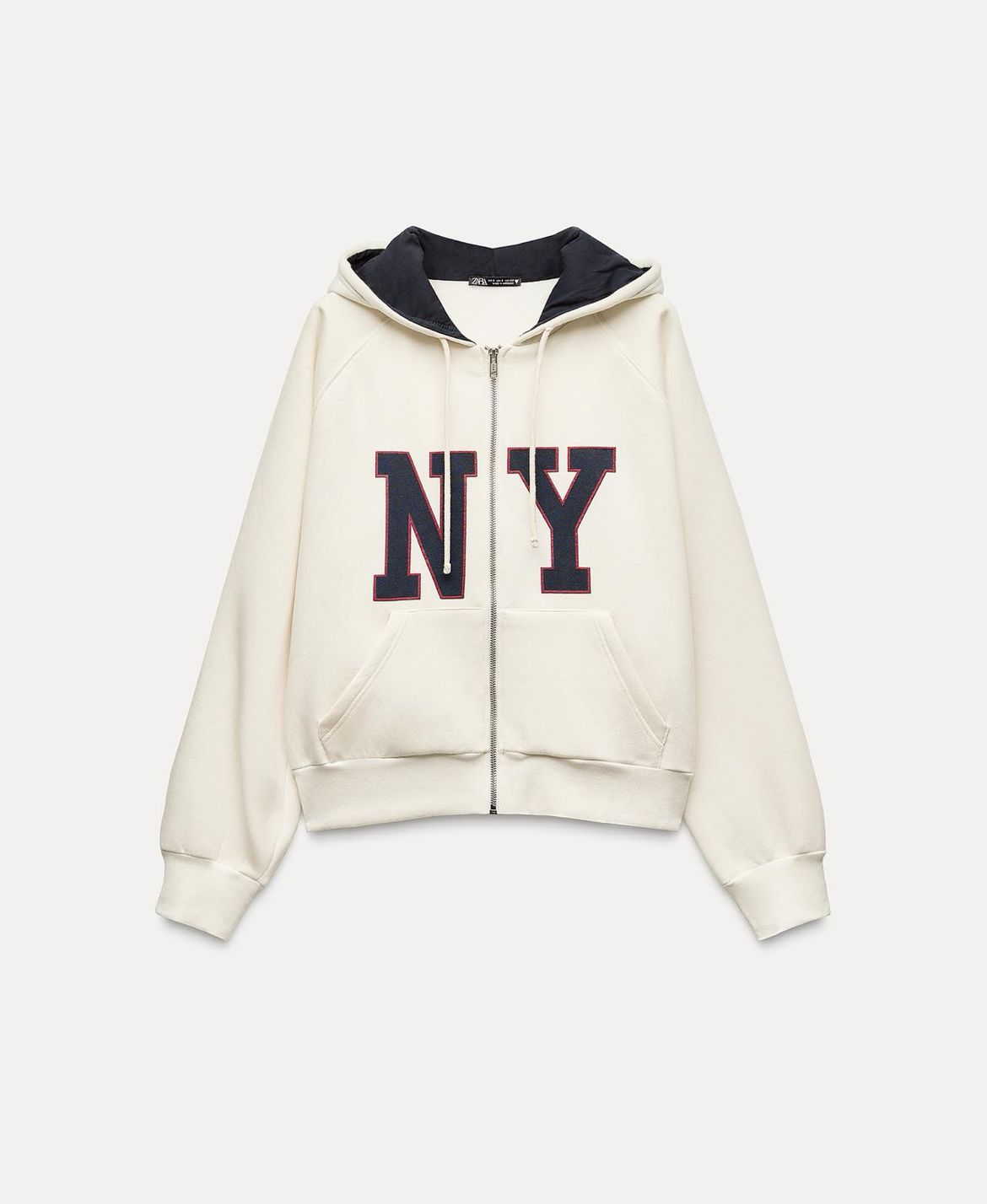 Women Cream NY Graphic Zip Hoodie