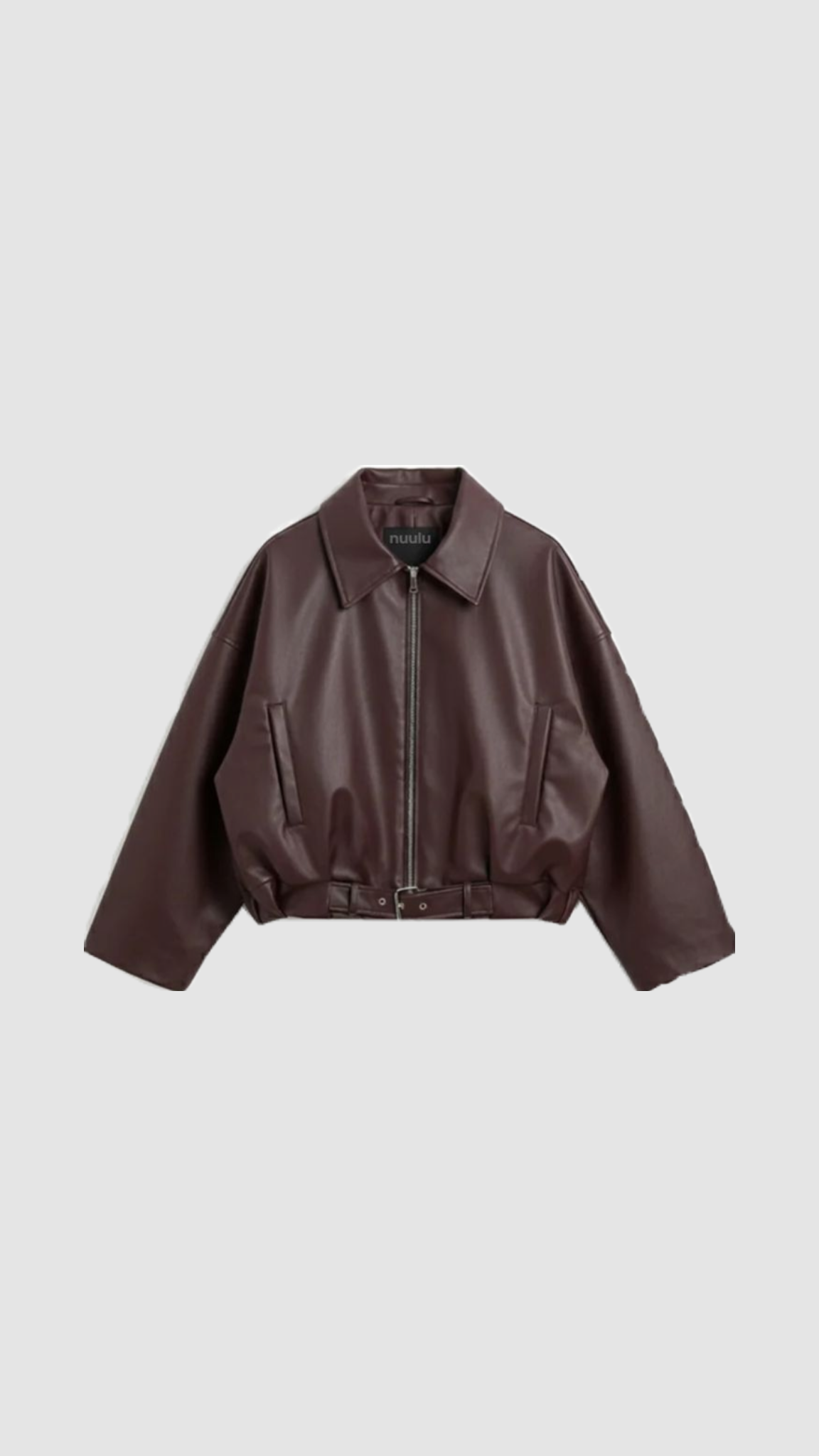 Women Dark Brown Leather Belted Bomber Jacket
