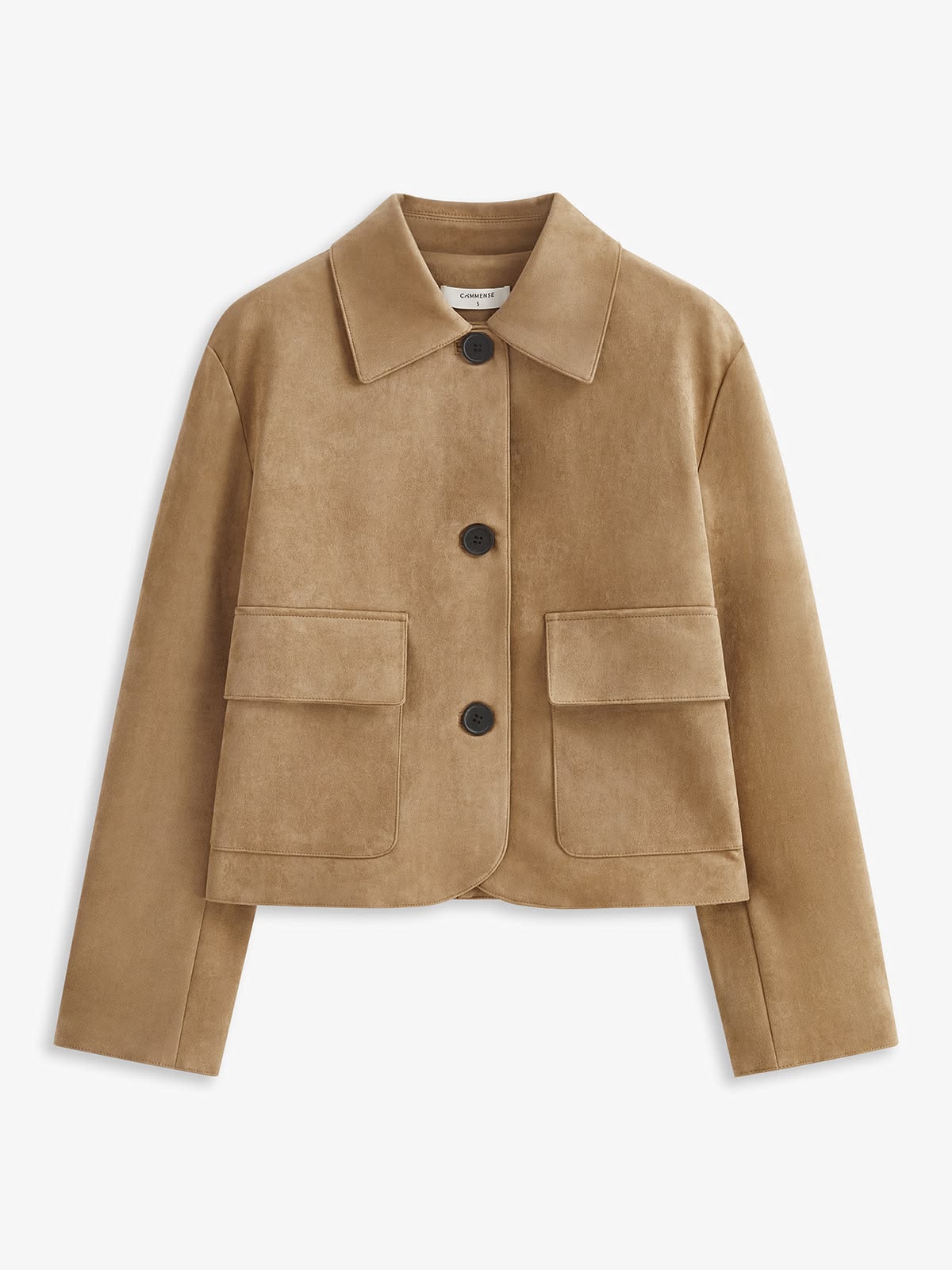 Women Tan Suede Utility Cropped Jacket