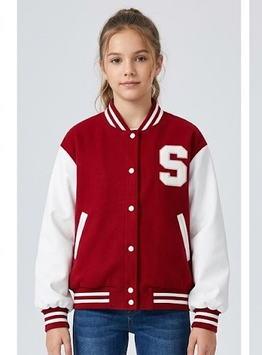 Women Varsity S Printed Jacket
